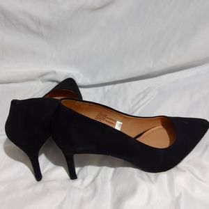 Black suede pumps